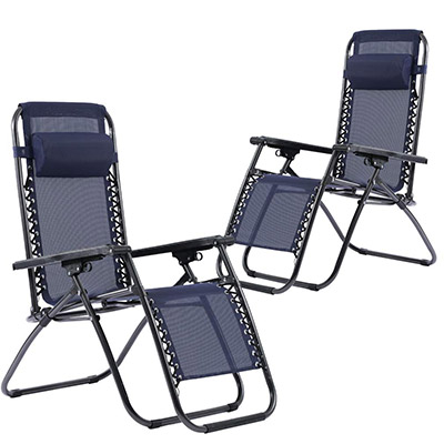 9-FDW-New-Zero-Gravity-Chairs-Case-of-2-Lounge-Patio-Chairs-Outdoor-Yard-Beach